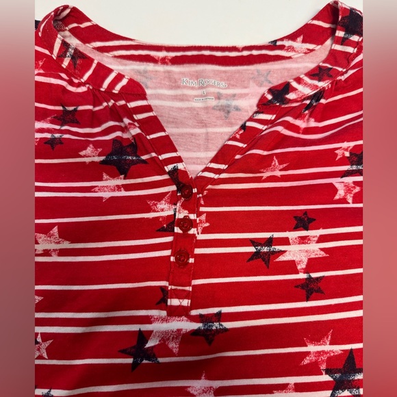 Kim Rogers Patriotic Labor Day Sleeveless V-neck Shirt Size Large - Picture 3 of 6
